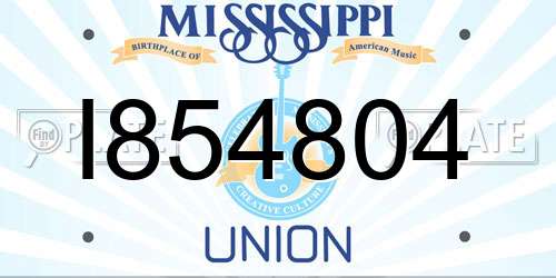 I854804 Mississippi License Plate