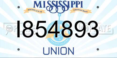 I854893 Mississippi License Plate