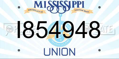 I854948 Mississippi License Plate