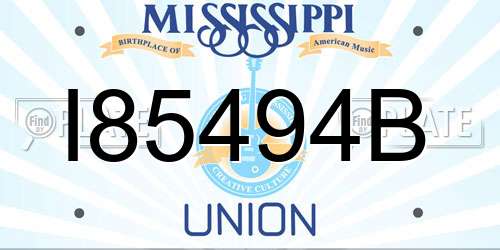 I85494B Mississippi License Plate