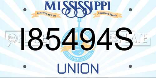 I85494S Mississippi License Plate