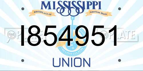 I854951 Mississippi License Plate