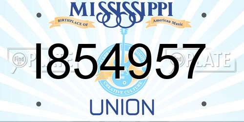 I854957 Mississippi License Plate