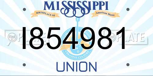 I854981 Mississippi License Plate