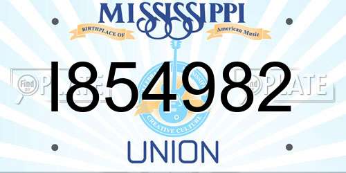 I854982 Mississippi License Plate
