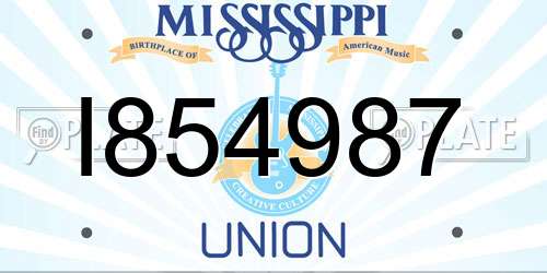 I854987 Mississippi License Plate