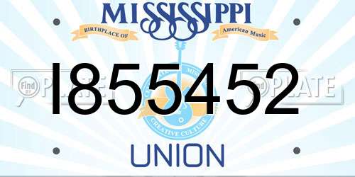 I855452 Mississippi License Plate