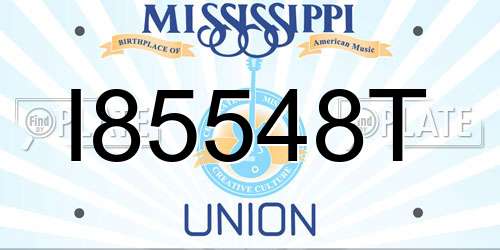 I85548T Mississippi License Plate