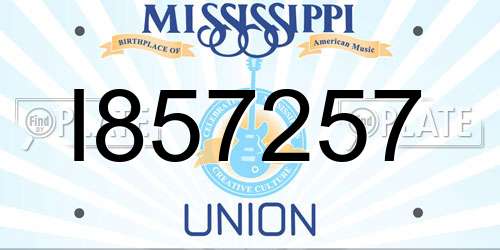 I857257 Mississippi License Plate