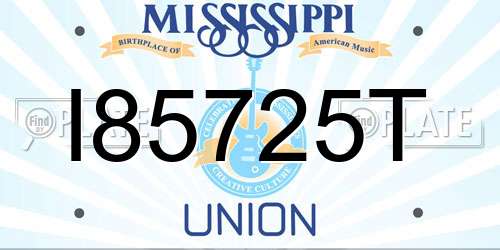 I85725T Mississippi License Plate