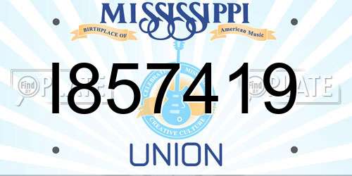 I857419 Mississippi License Plate