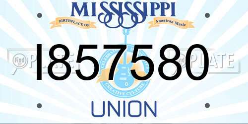I857580 Mississippi License Plate