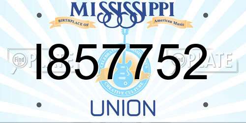 I857752 Mississippi License Plate