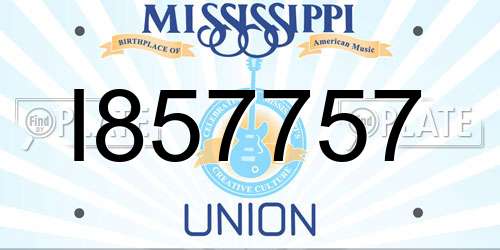 I857757 Mississippi License Plate