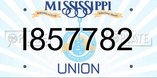 I857782 Mississippi License Plate