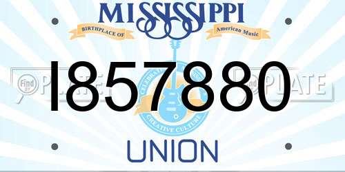 I857880 Mississippi License Plate