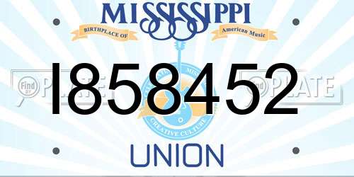 I858452 Mississippi License Plate