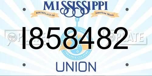 I858482 Mississippi License Plate