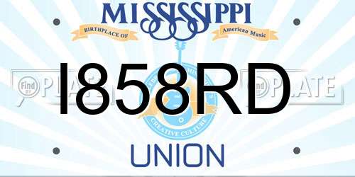 I858RD Mississippi License Plate