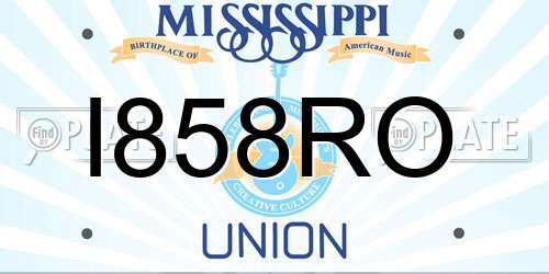 I858RO Mississippi License Plate