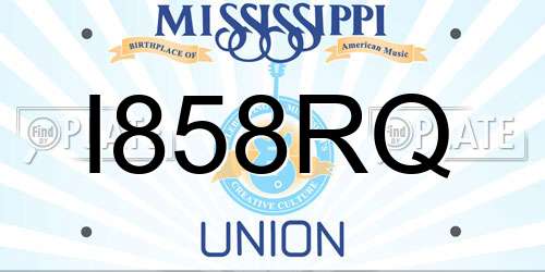 I858RQ Mississippi License Plate