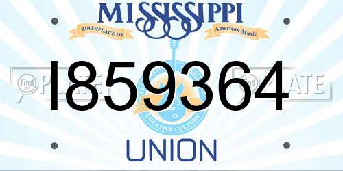 I859364 Mississippi License Plate