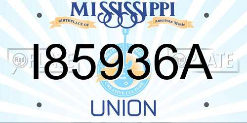 I85936A Mississippi License Plate