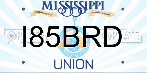 I85BRD Mississippi License Plate