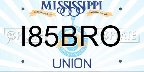 I85BRO Mississippi License Plate