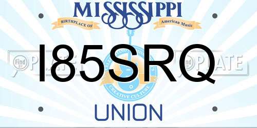 I85SRQ Mississippi License Plate