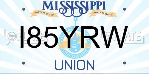 I85YRW Mississippi License Plate