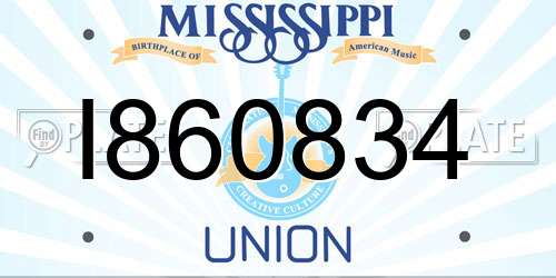 I860834 Mississippi License Plate
