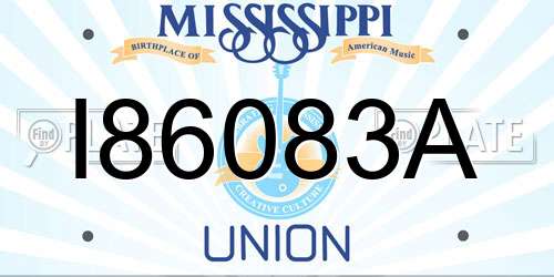 I86083A Mississippi License Plate