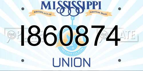 I860874 Mississippi License Plate