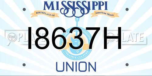 I8637H Mississippi License Plate