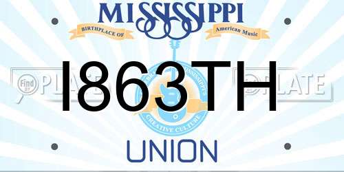 I863TH Mississippi License Plate
