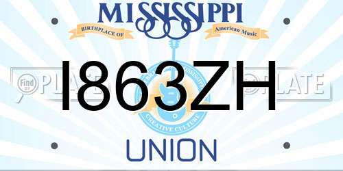 I863ZH Mississippi License Plate