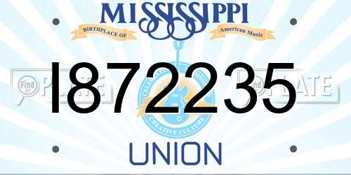 I872235 Mississippi License Plate