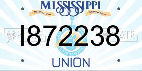I872238 Mississippi License Plate