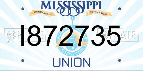 I872735 Mississippi License Plate