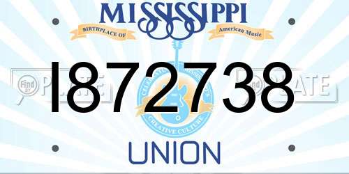 I872738 Mississippi License Plate