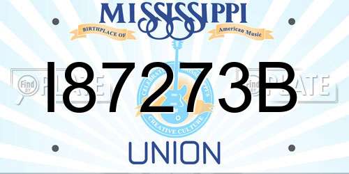 I87273B Mississippi License Plate