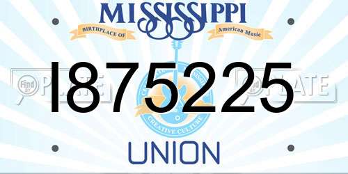 I875225 Mississippi License Plate