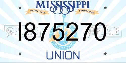 I875270 Mississippi License Plate