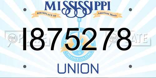 I875278 Mississippi License Plate