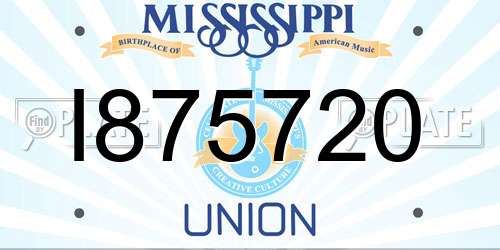 I875720 Mississippi License Plate