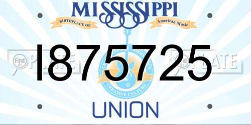 I875725 Mississippi License Plate