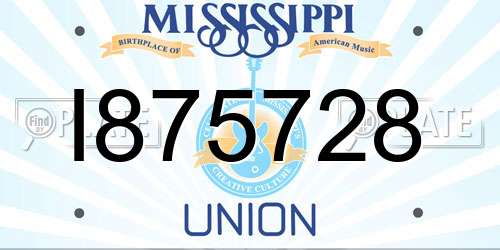 I875728 Mississippi License Plate