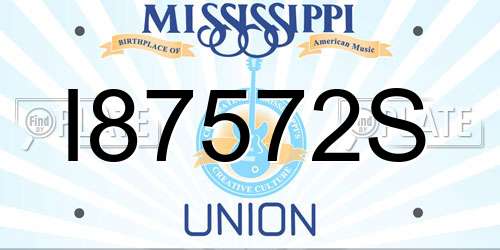 I87572S Mississippi License Plate