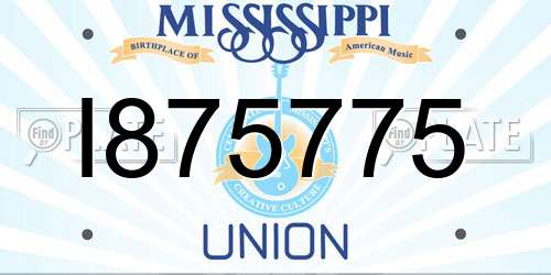 I875775 Mississippi License Plate